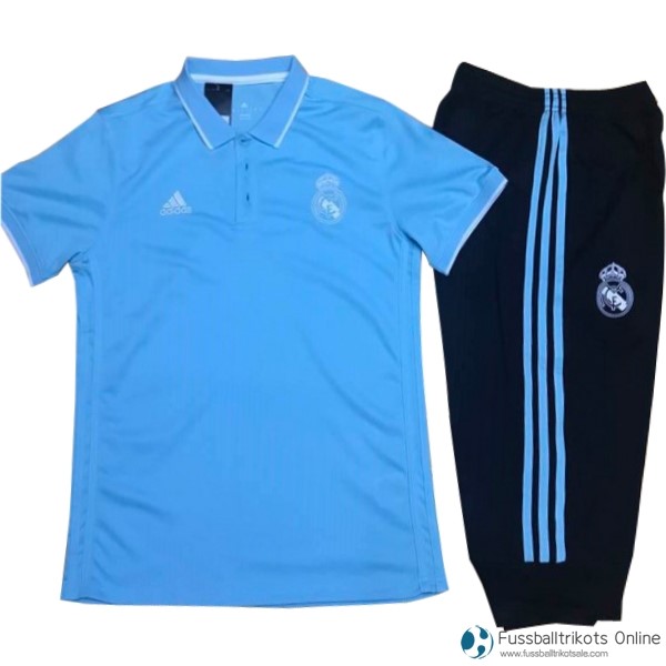 Real Madrid Polo Set Komplett 2017-18 Blau Fussballtrikots Günstig